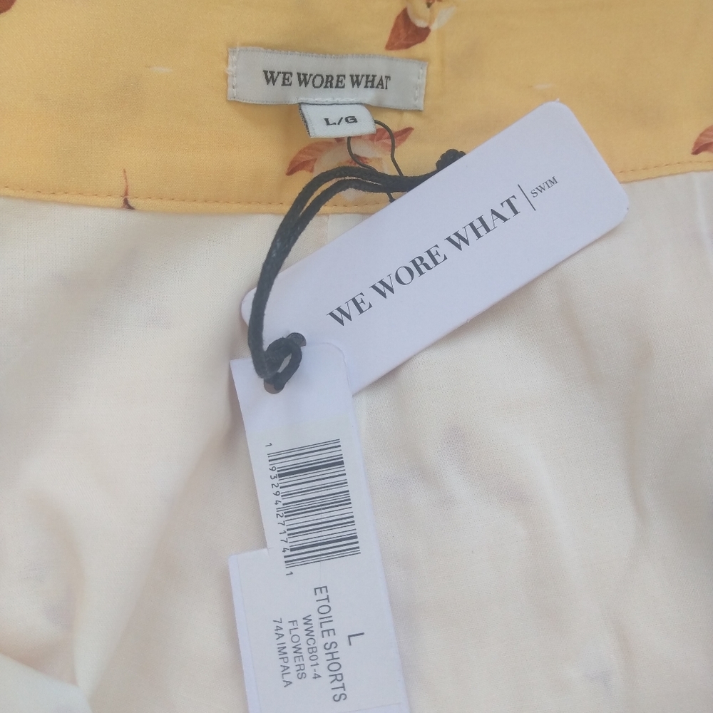 WeWoreWhat We Wore What Etoile Shorts High Waist Flowers Impala Yellow White L - Picture 16 of 16